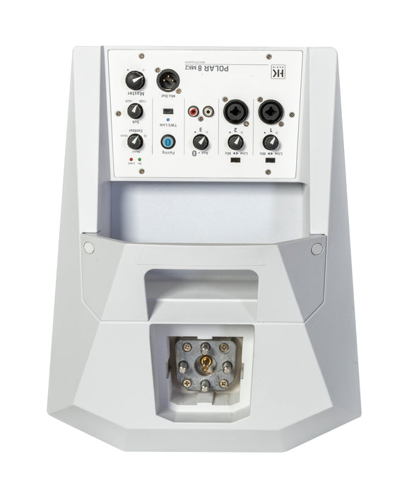 HK Audio Polar 8 MK2 White (Pair) – 1200W Portable Column PA System with Bluetooth, Mixer & Bags