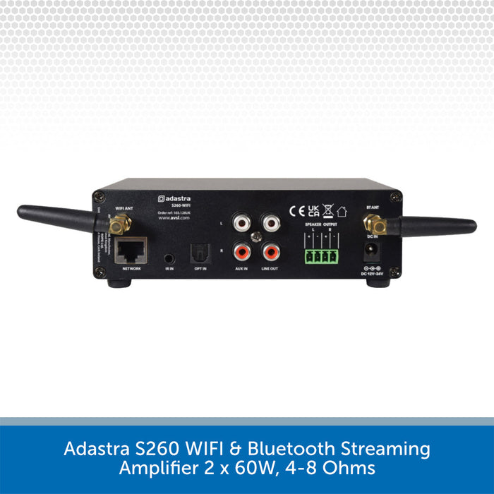Adastra S260 WIFI & Bluetooth Streaming Amplifier 2 x 60W, 4-8 Ohms