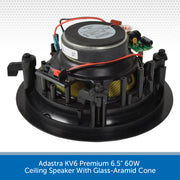 Adastra KV6 Premium 6.5" 60W Ceiling Speaker With Glass-Aramid Cone