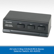 AV:Link 3-Way CD/AUX/RCA Stereo Selector Switch, AD-AUD31