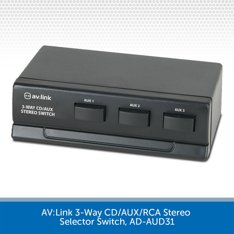 AV:Link 3-Way CD/AUX/RCA Stereo Selector Switch, AD-AUD31