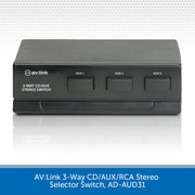 AV:Link 3-Way CD/AUX/RCA Stereo Selector Switch, AD-AUD31
