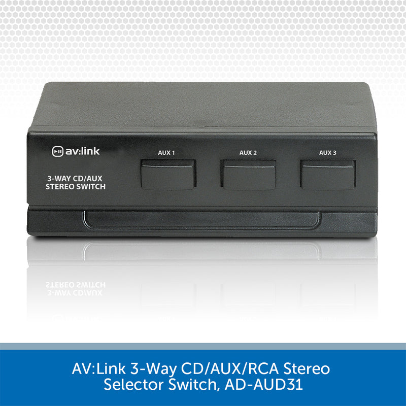 AV:Link 3-Way CD/AUX/RCA Stereo Selector Switch, AD-AUD31