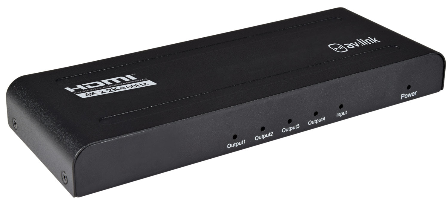 AV:Link 4K HDMI Splitter 1 In 4 Out - Split 1 HDMI Source to 4 Screens - 4K 60Hz
