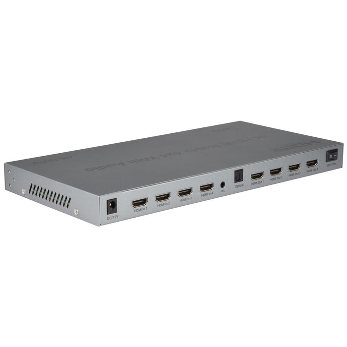 AV:Link HDX44 4K HDMI Matrix Switcher/Splitter 4 In 4 Out with Audio Output & Remote - 4K 60Hz