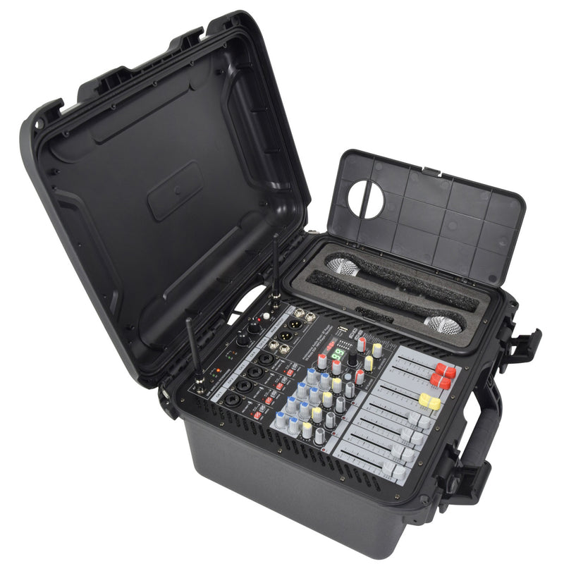 Citronic FLITE-1000 2 x 500W Powered Mixer with 2 UHF Wireless Microphones & DSP Effects