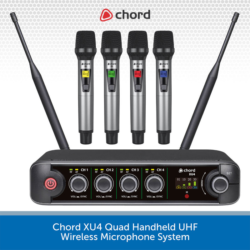 Chord XU4 Quad Handheld UHF Wireless Microphone System
