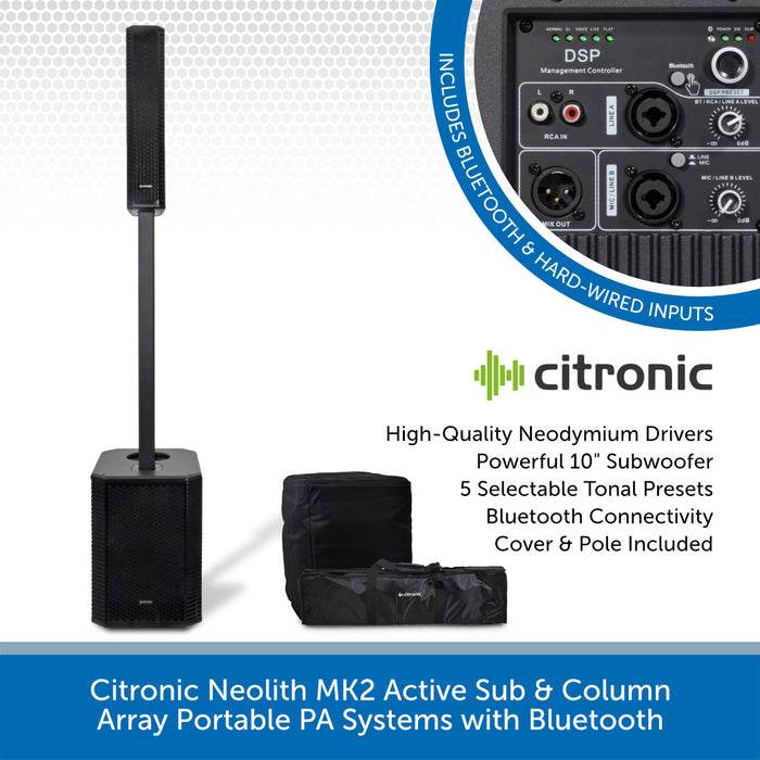 Citronic Neolith MK2 Active Sub & Column Array Portable PA System with Bluetooth