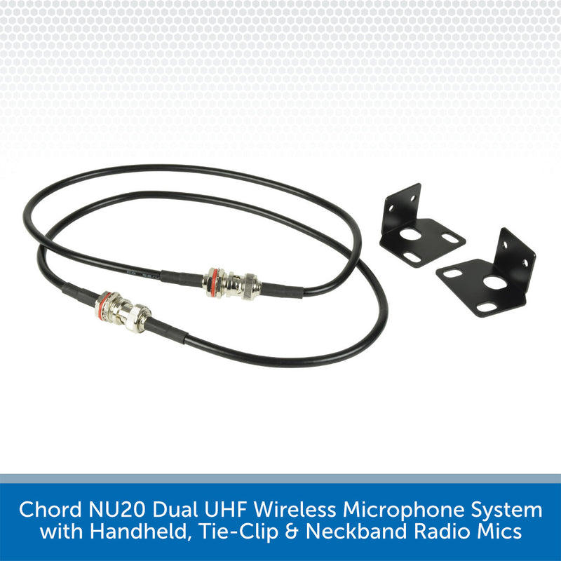 Chord NU20 Dual UHF Wireless Microphone System with Handheld, Tie-Clip & Neckband Radio Mics