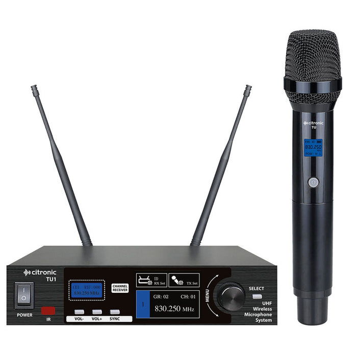 Citronic TU1-H PLL Tuneable UHF Wireless Microphone System - 1 x Handheld Mic