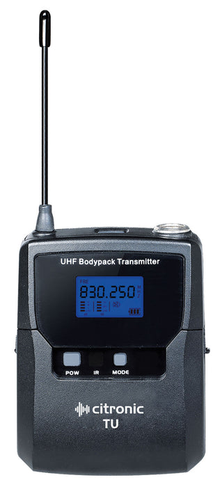 Citronic TU1-N PLL Tuneable UHF Wireless Microphone System - 1 x Beltpack with Neckband & Lavalier Mic