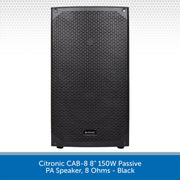 Citronic CAB-8 8" 150W Passive PA Speaker, 8 Ohms - Black