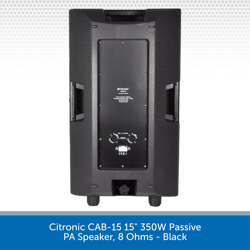 Citronic CAB-15 15" 350W Passive PA Speaker, 8 Ohms - Black