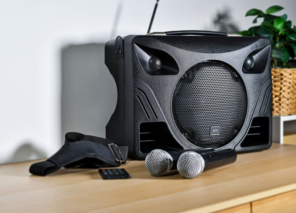 QTX DELTA-50 Compact Portable PA System | Bluetooth & 2 Wireless Microphones