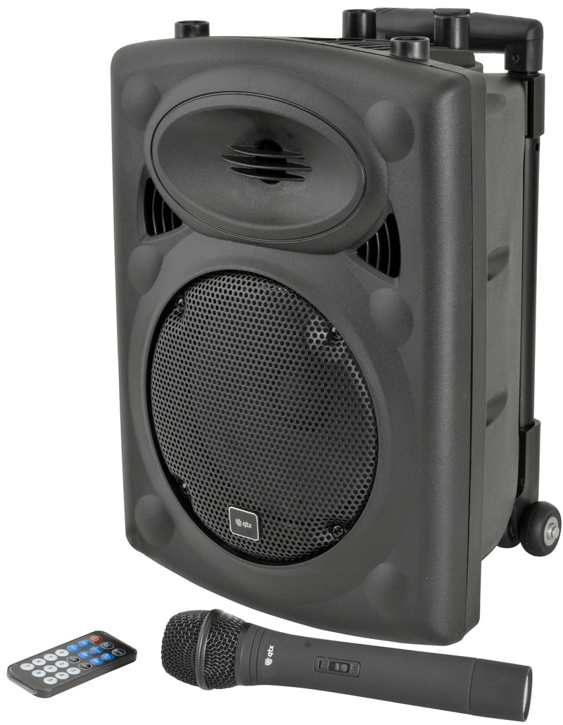 QTX QR8PA 8" Portable PA System | 1 x UHF Wireless Microphone