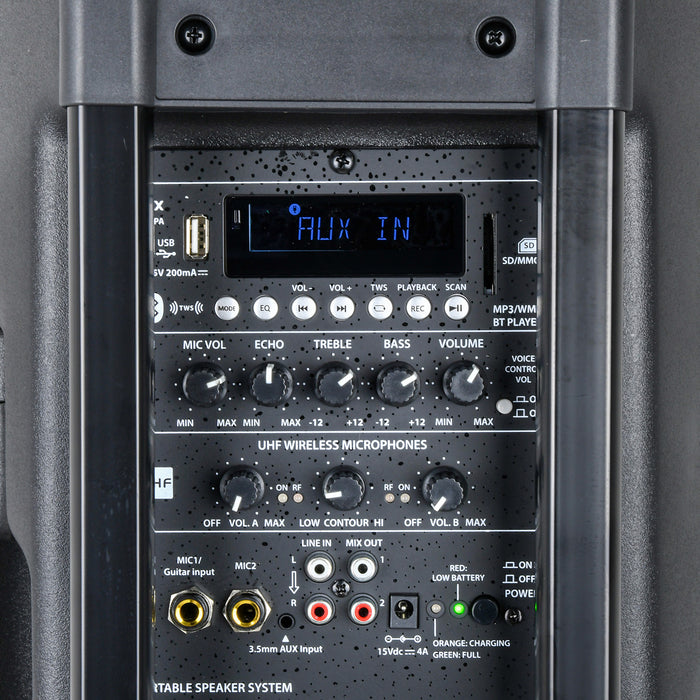 QTX QR12PA 12" Portable PA Speaker | 2 x UHF Wireless Microphones