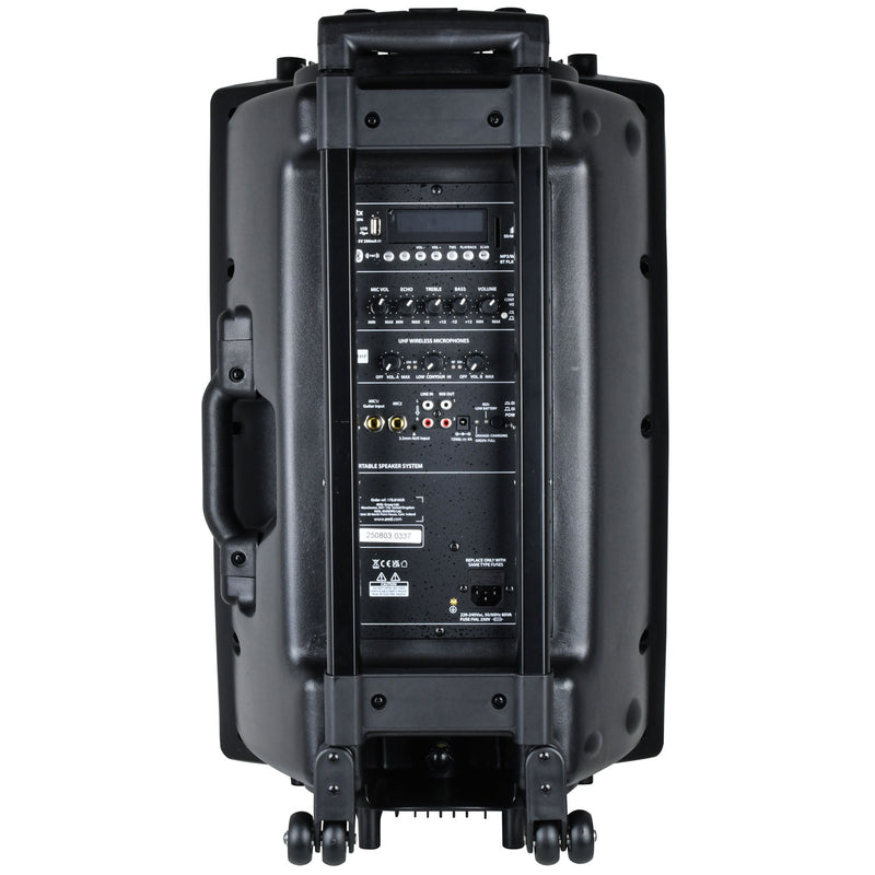 QTX QR15PA 15" Portable PA Speaker | 2 x UHF Wireless Microphones