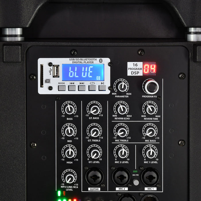 QTX Performer-12 Portable PA Speaker with 2 Rechargeable UHF Wireless Microphones