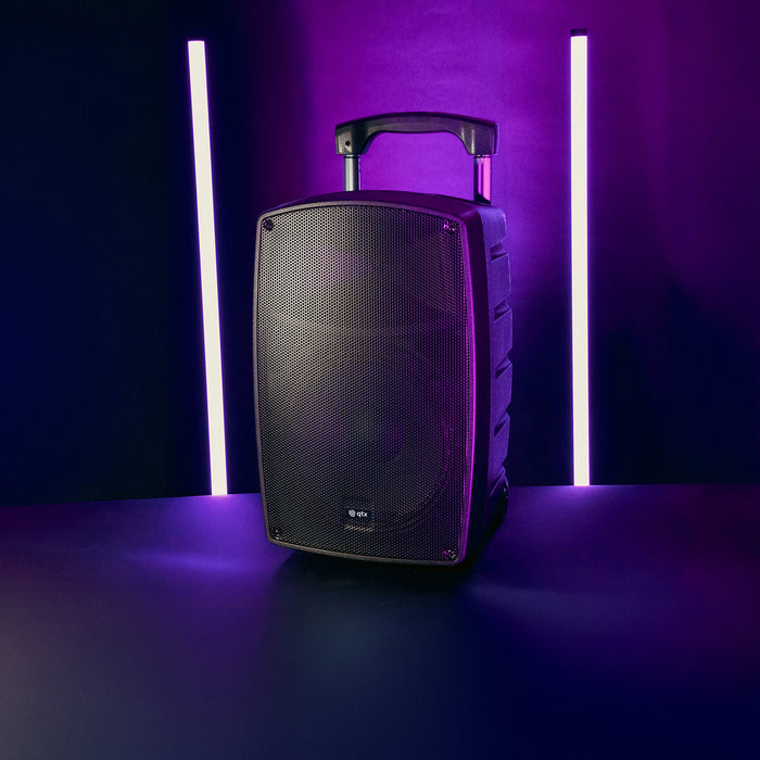 QTX Performer-12 Portable PA Speaker with 2 Rechargeable UHF Wireless Microphones