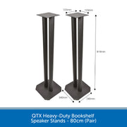 QTX Heavy-Duty Bookshelf Speaker Stands - 80cm (Pair)