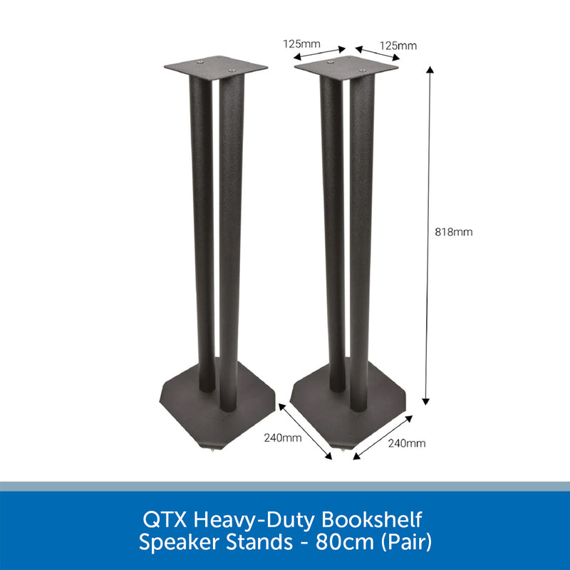 QTX Heavy-Duty Bookshelf Speaker Stands - 80cm (Pair)