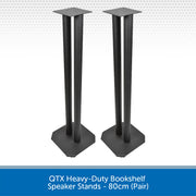 QTX Heavy-Duty Bookshelf Speaker Stands - 80cm (Pair)