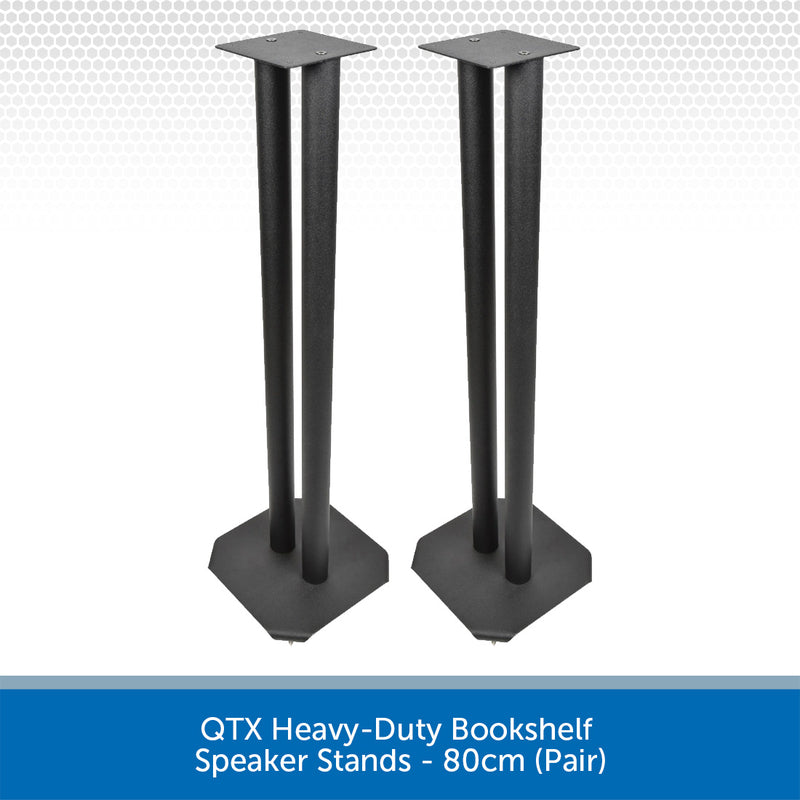 QTX Heavy-Duty Bookshelf Speaker Stands - 80cm (Pair)