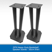 QTX Heavy-Duty Bookshelf Speaker Stands - 50cm (Pair)