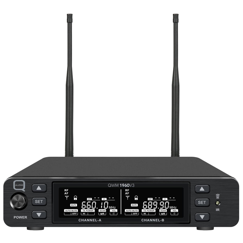 Q-Audio QWM 1960 HH V3 Dual Channel UHF True Diversity Wireless Handheld Microphone System