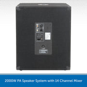 2000W PA Speaker System Sub Back