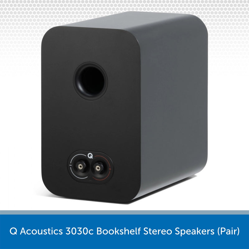 Q Acoustics 3030c Bookshelf Stereo Speakers Black Back