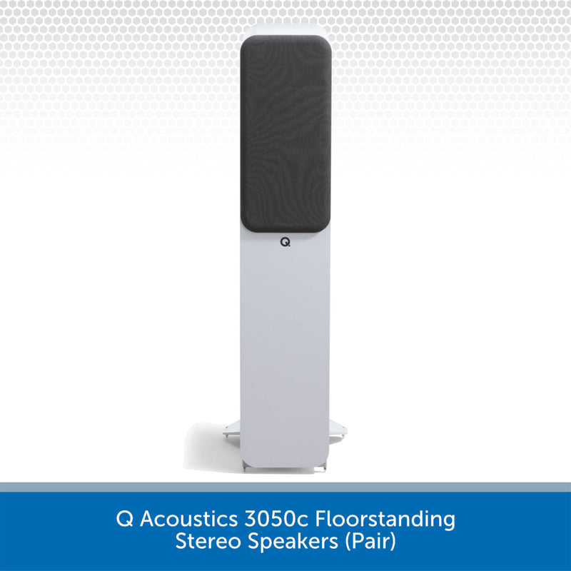 Q Acoustics 3050c Floorstanding Stereo Speakers White Grille