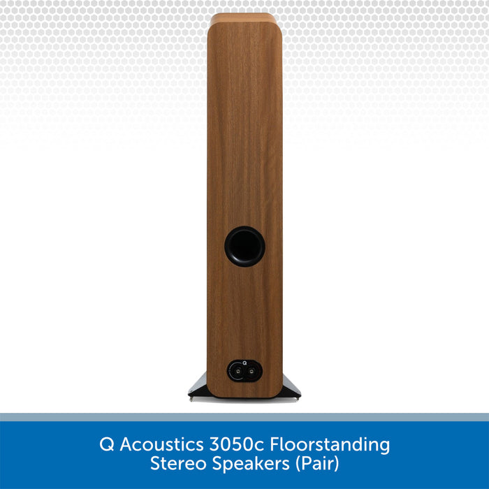 Q Acoustics 3050c Floorstanding Stereo Speakers Oak Back