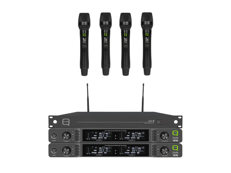 Q-Audio QWM 1970 4-Way Wireless Handheld Microphone System (CH38)