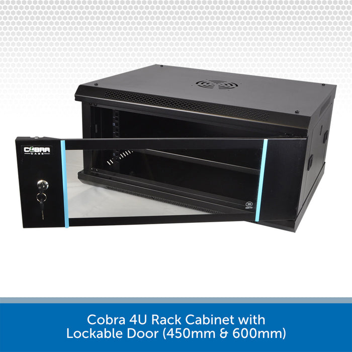 Cobra 4U Rack Cabinet with Lockable Door (450mm & 600mm)