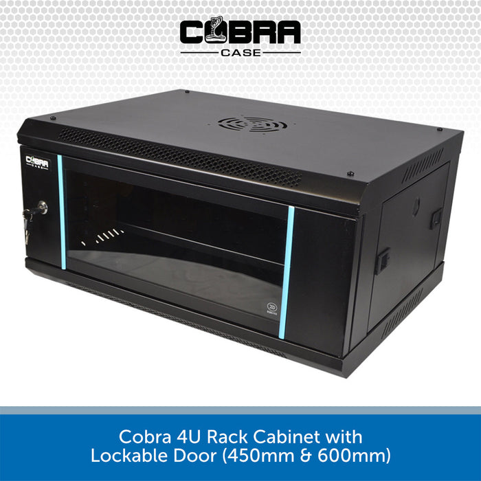 Cobra 4U Rack Cabinet with Lockable Door (450mm & 600mm)