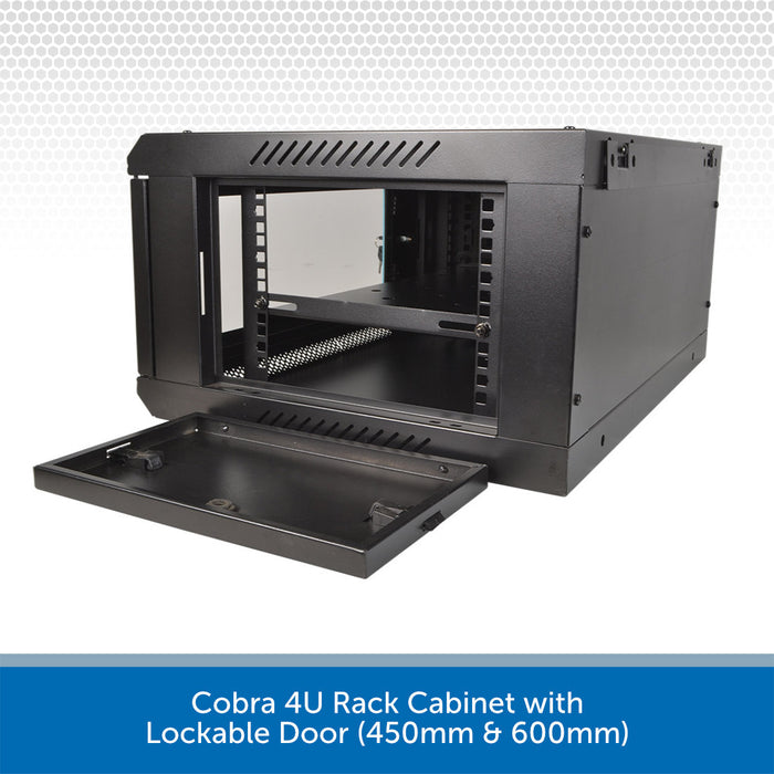 Cobra 4U Rack Cabinet with Lockable Door (450mm & 600mm)