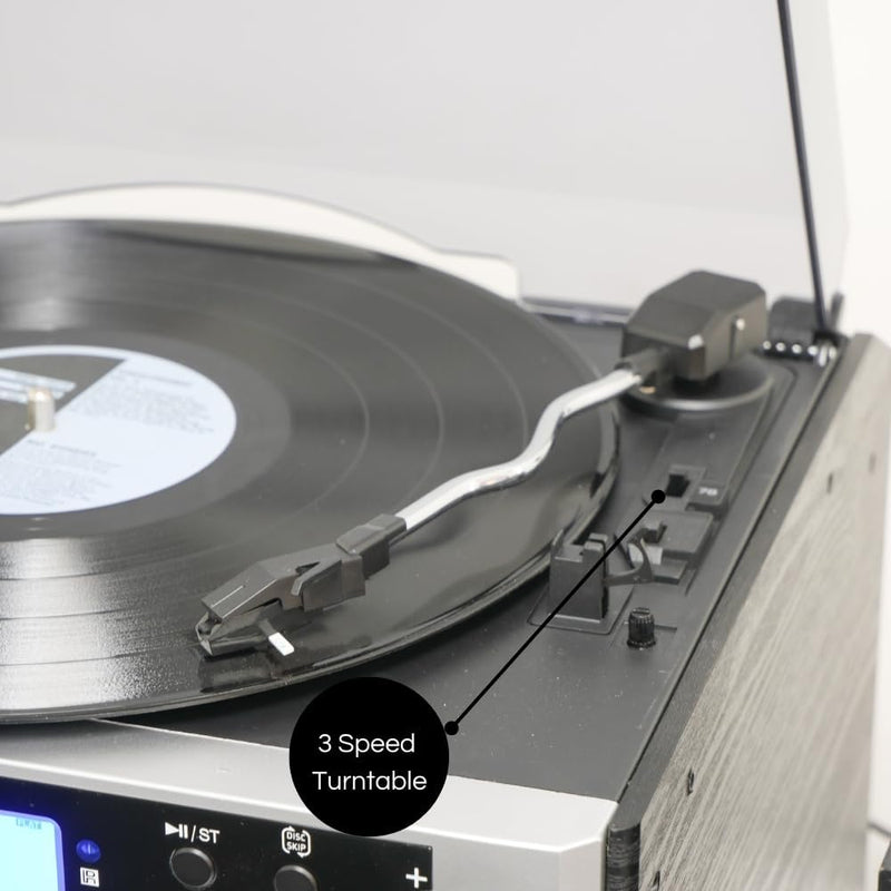 Steepletone Phoenix 6-In-1 Music Centre - Bluetooth, MP3, FM Radio, CD, Cassette Player