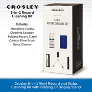 Crosley 5-in-1 Vinyl Record and Stylus Cleaning Kit with Folding LP Display Stand