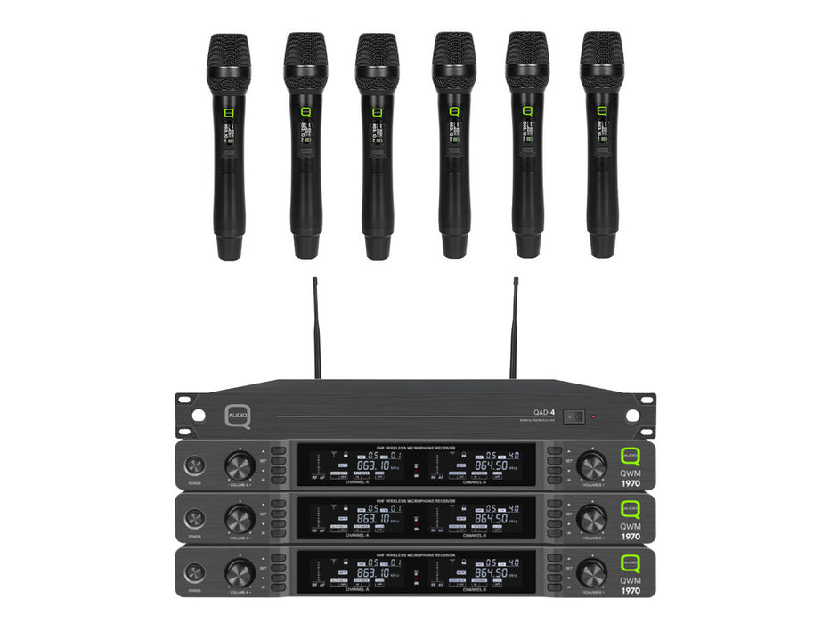 Q-Audio QWM 1970 6-Way Wireless Handheld Microphone System (CH38)