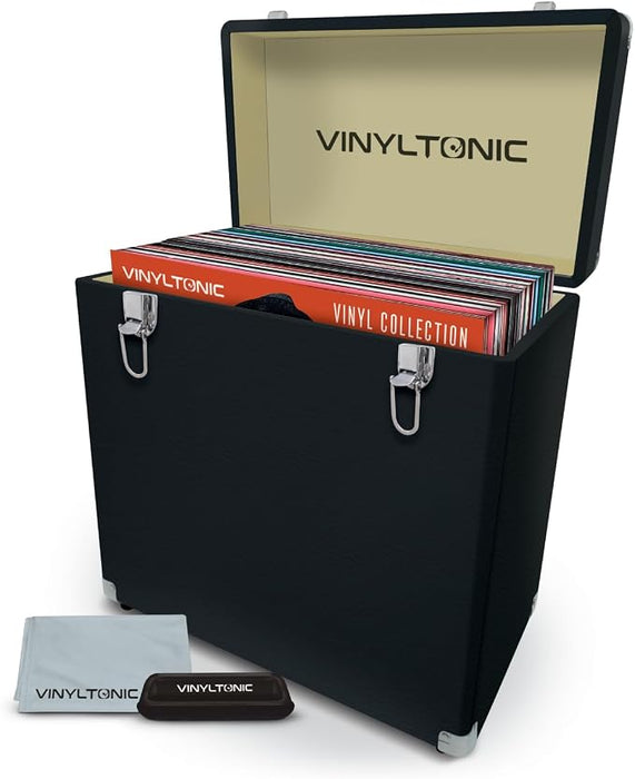 Vinyl Tonic 12" PU Leather Vinyl Record Storage Case - Holds 40 LPs - Black