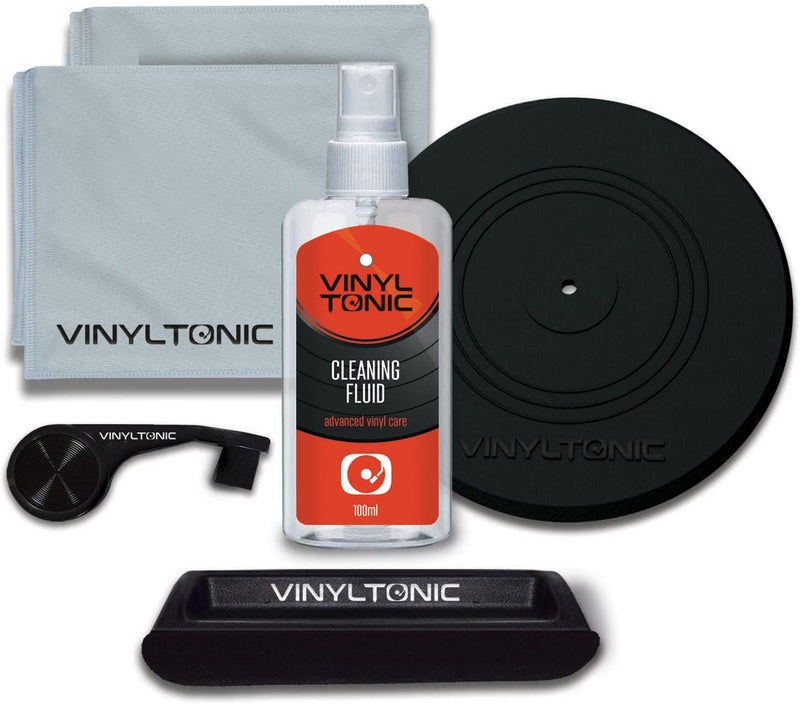 Vinyl Tonic Record Cleaning Kit in Storage Tin - Fluid, Brush & Cloth Included