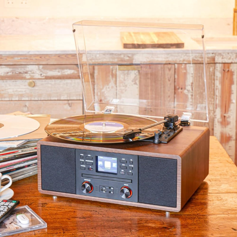 Steepletone Austin 5-in-1 Music Centre - Turntable, CD, DAB+/Internet Radio, Bluetooth, USB/SD