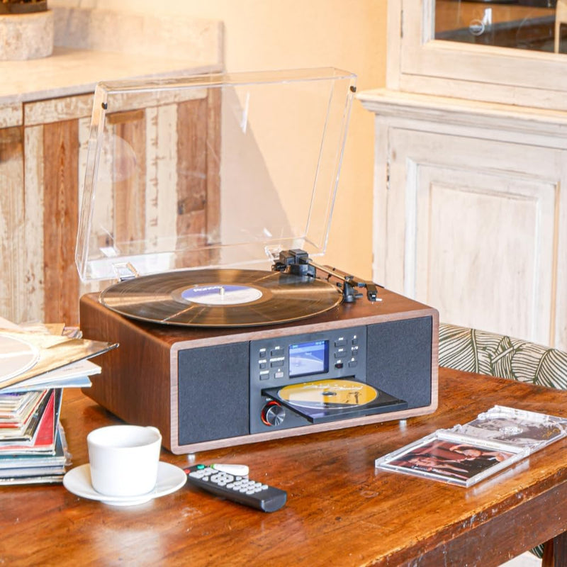 Steepletone Austin 5-in-1 Music Centre - Turntable, CD, DAB+/Internet Radio, Bluetooth, USB/SD