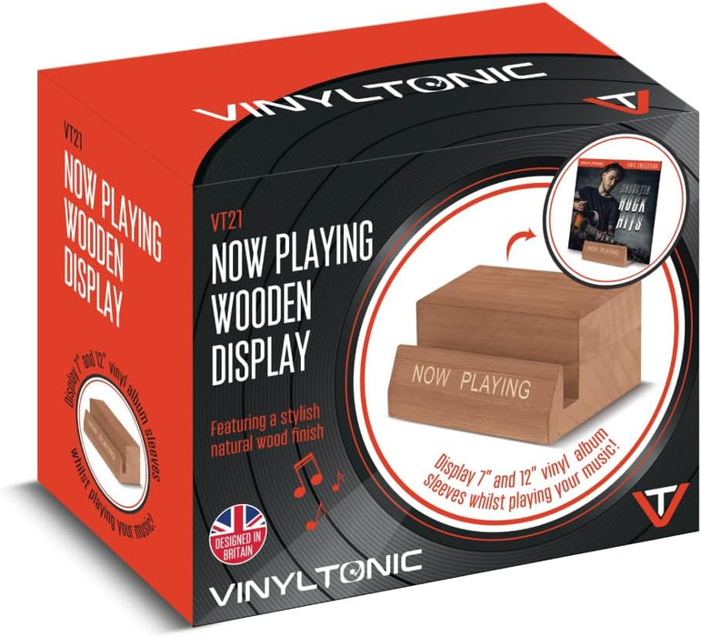 Vinyl Tonic 'Now Playing' Vinyl Record Display Stand - Wooden Oak
