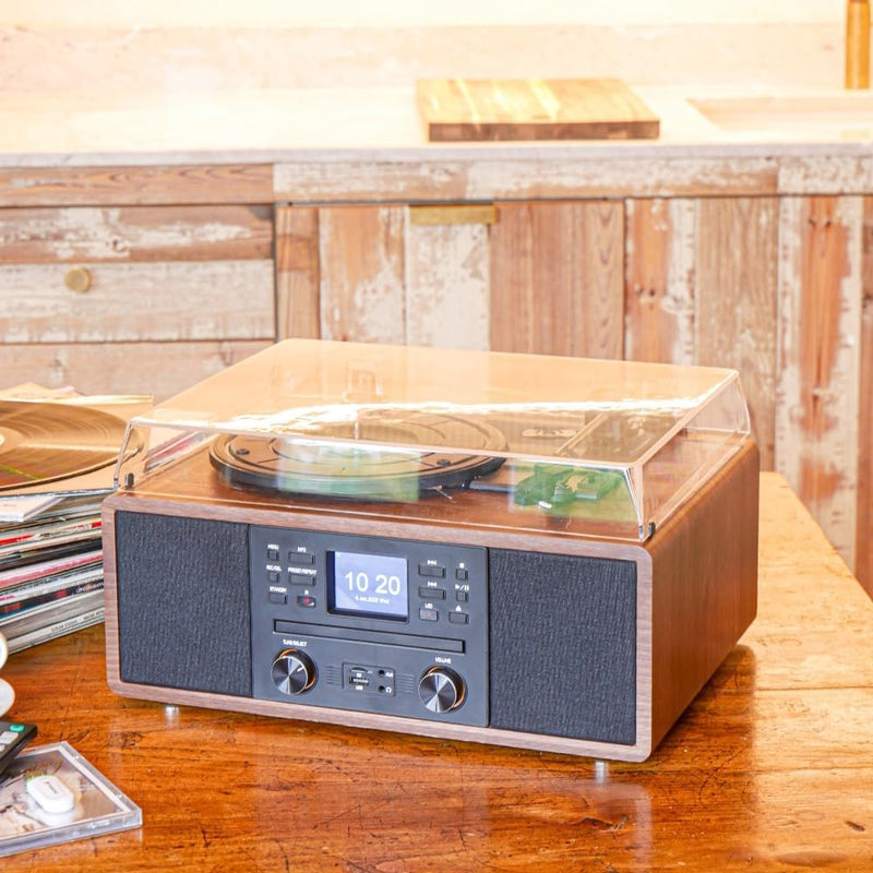Steepletone Austin 5-in-1 Music Centre - Turntable, CD, DAB+/Internet Radio, Bluetooth, USB/SD