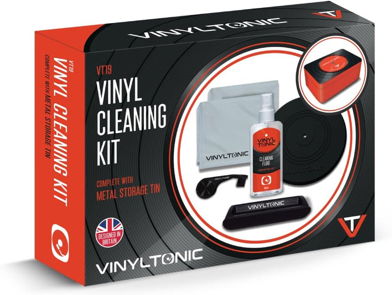 Vinyl Tonic Record Cleaning Kit in Storage Tin - Fluid, Brush & Cloth Included