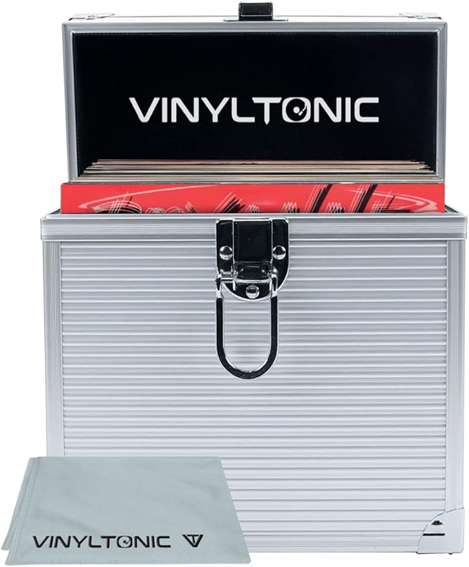 Vinyl Tonic 7" Vinyl Record Storage Case - Holds 35 Singles - Microfibre Cloth Included