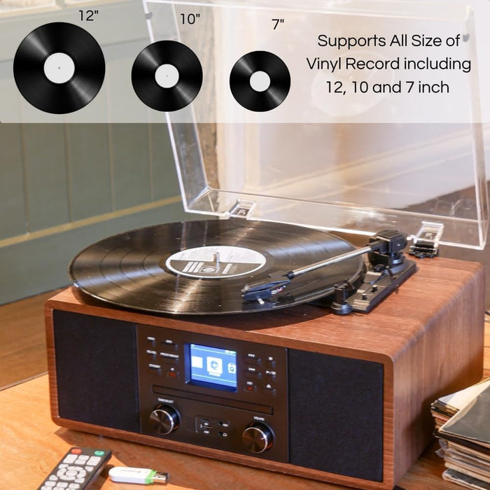 Steepletone Austin 5-in-1 Music Centre - Turntable, CD, DAB+/Internet Radio, Bluetooth, USB/SD