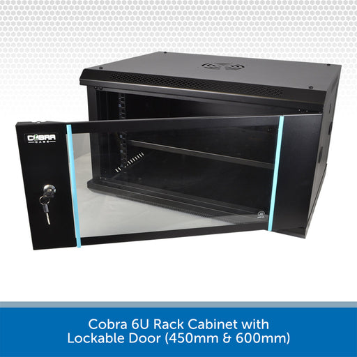 Cobra 6U Rack Cabinet with Lockable Door on a white background
